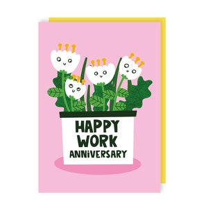 Carte d'anniversaire de travail heureux - fleurs - mignon - félicitations - bureau - félicitations - collègue