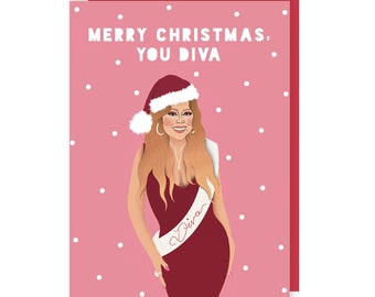 Mariah Carey Christmas Card - Celebrity - Music - Funny - Humour - Diva - Icon - All I want for christmas is you - Song