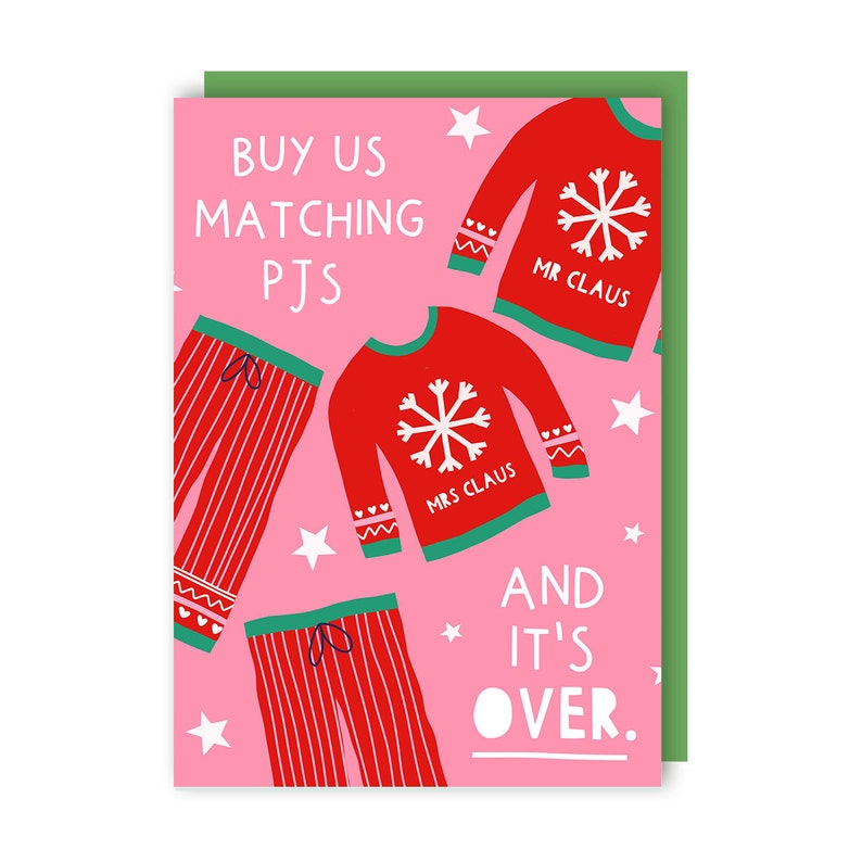 Matching PJs Christmas Card Funny Couple Goals image 2
