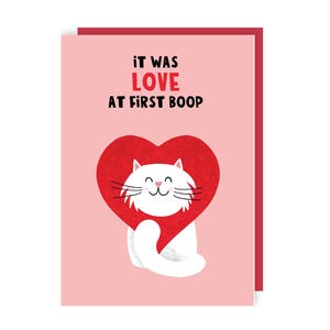 Love at first Boop Valentine's Day Card - Cat - Love - Valentine - Anniversary - Cute - Boyfriend - Girlfriend - Appreciation