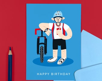 Beer Bike Birthday Card - Happy Birthday - Cyclist - Men - For Him - Alcohol - Sport - Cycling