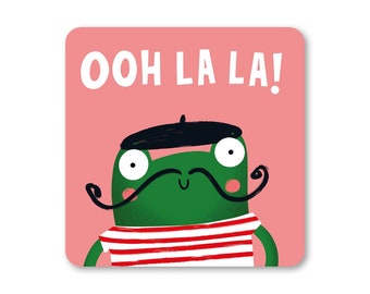 Ooh La La French Frog Coaster - Drôle - Humour - Effronté - Cadeau - Mignon - Animal - France
