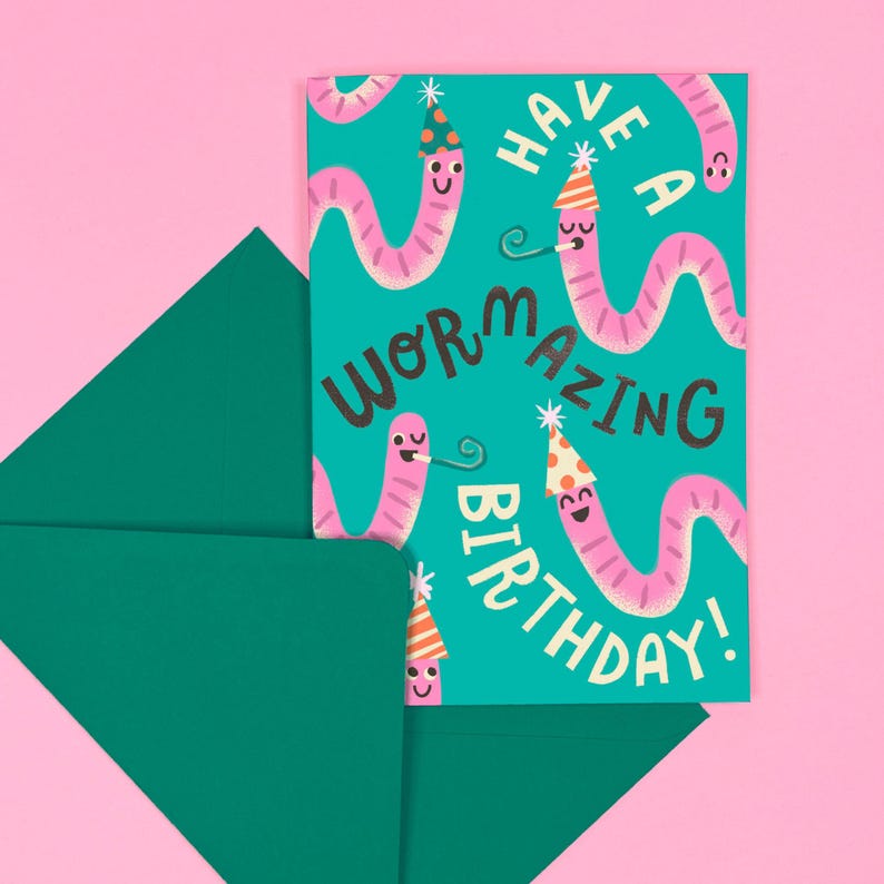 Carte d'anniversaire effrayante - drôle - incroyable - humour - coquine - mignonne - amour - ver - fête - animal image 1