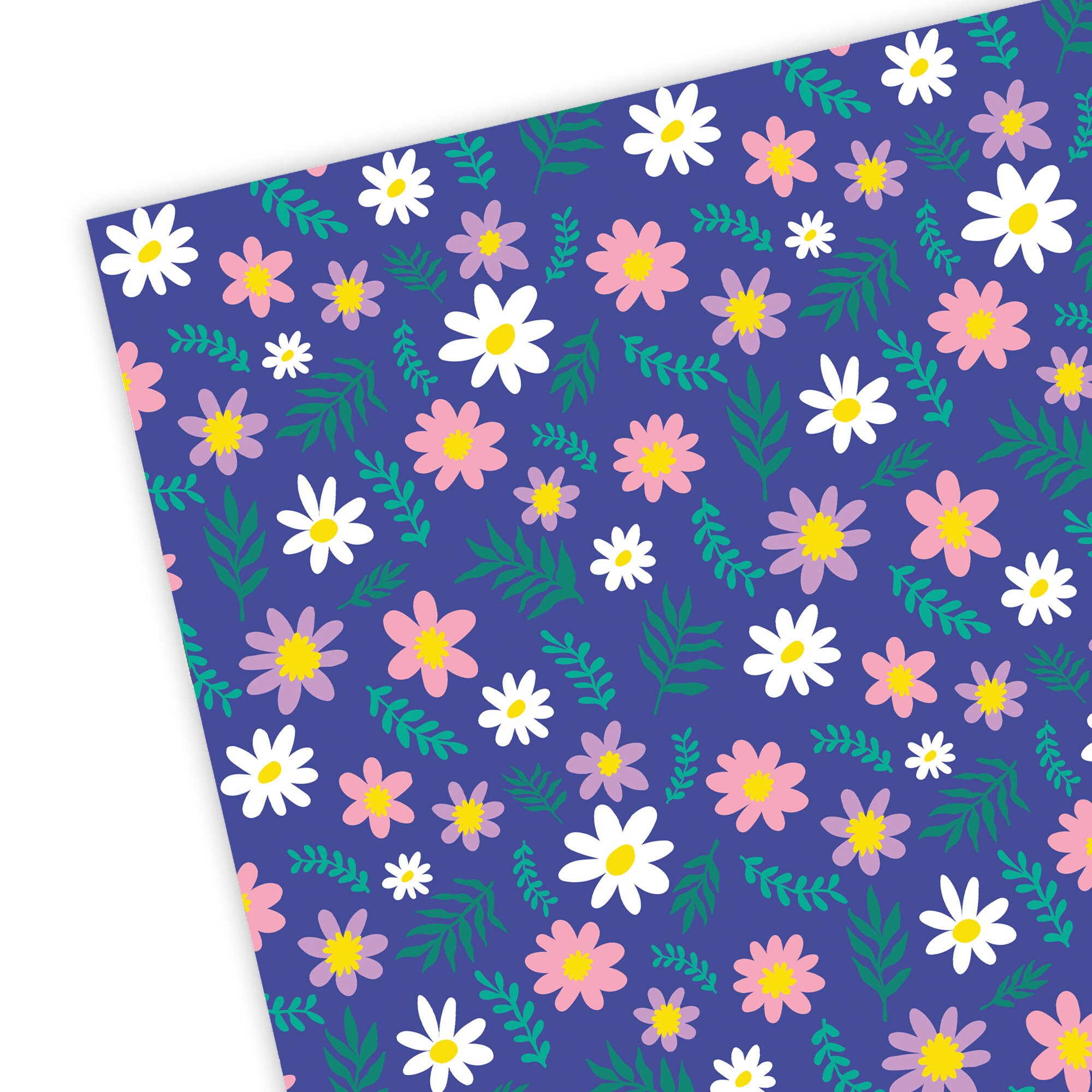 Blue Floral Wrapping Paper Jumbo Roll 17 in x 60 ft All Accasion Pink Flower
