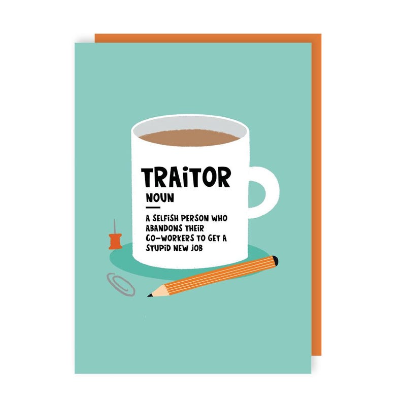 Carte de départ traître - Au revoir - Félicitations - Vous partez - Au revoir - Illustrations - Drôle - Humour - Bureau - Nouvel emploi - Démission image 2