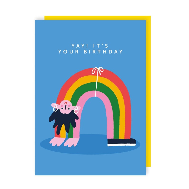 Yay Birthday Card Party Cute Illustration Funny Humour Cheeky Love Rainbow Fun image 1