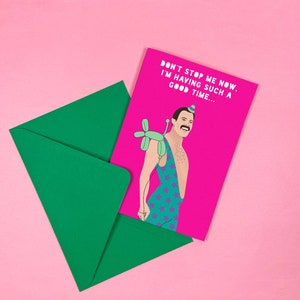 Carte Freddie Mercury - Reine - Fierté - Icône gay - Anniversaire - Drôle - Coquine - Célébrité - Célèbre - Chanteur - Musique