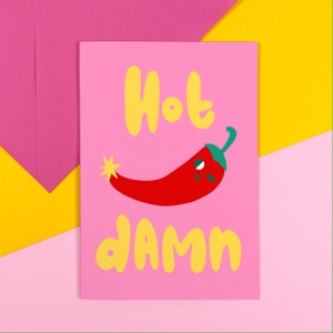 Carte minimale de piment - jeu de mots chaud - drôle - Saint-Valentin - anniversaire - amour - petit ami - petite amie - illustré