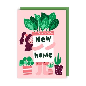 Carte de nouvelles plantes pour la maison - Mignonne - Nouveau lieu - pendaison de crémaillère - Nouveau bloc-notes - Première maison - Félicitations - Illustration - Adulte - Bravo image 2