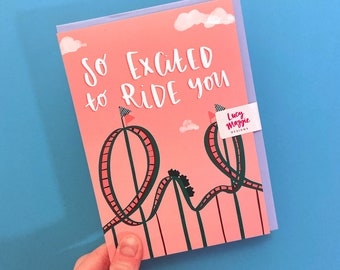 Ride You Rollercoaster Card - Funny - Valentines - Anniversary - Love - Humour - Girlfriend - Boyfriend - Rude - Cheeky