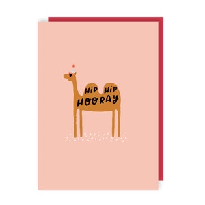 Carte d'anniversaire chameau hip hip hourra - mignonne - rigolote - animal - illustrée - fête