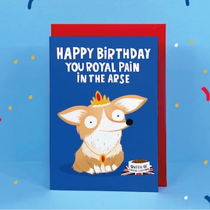 Carte d'anniversaire drôle de la reine corgi royale pour le week-end du jubilé