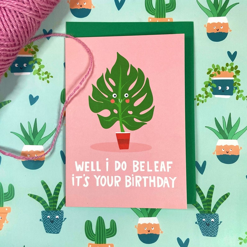 Carte d'anniversaire feuille plante - drôle - humour image 1