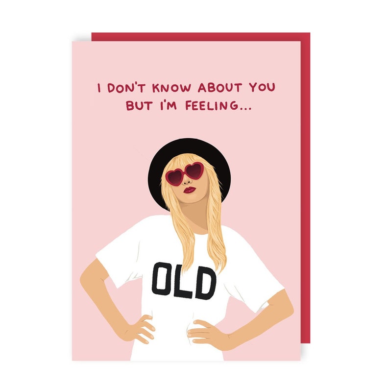 Carte d'anniversaire Taylor Swift - ancienne - 22 - rouge - époques - tournée - Swifty - célébrité - musique - illustration image 2