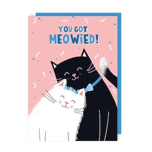 Meowied Wedding Card - Cute - Cats - Funny - Humour - Couple - Wedding - Congratulations - Married - Celebration