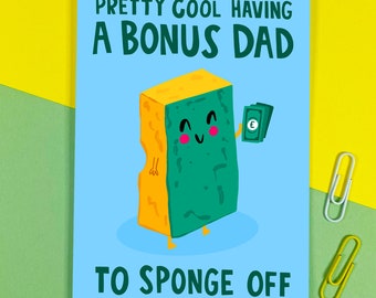 Eponge bonus papa carte - fête des pères - papa - humour - célébration - beau-père - humour - occasion