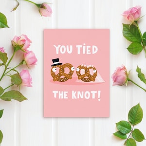 Pretzel Wedding Card - Cute - Married - Engagement - Illustrated - Couple - Congratulations - Bride - Groom - Knot