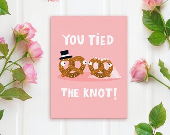 Pretzel Wedding Card - Cute - Married - Engagement - Illustrated - Couple - Congratulations - Bride - Groom - Knot