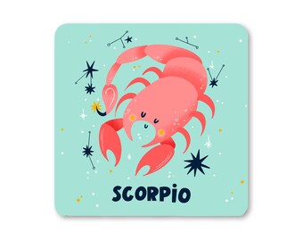 Scorpio Zodiac Coaster - Cadeau - Mignon - Astrologie - Scorpion - Étoiles