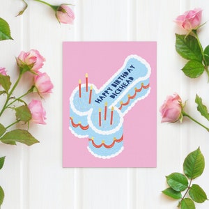 Carte tête de queue de joyeux anniversaire - drôle - grossier - coquin - gâteau - humour - joyeux - célébration - occasion