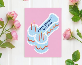 Happy Birthday Dickhead Card - Funny - Rude - Cheeky - Cake - Humour - Happy - Celebration - Occasion