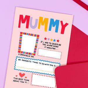Carte bricolage maman pour la fête des mères - Maman - personnalisée - Amusante - Mignonne - Enfants - Vierge - Dessiner - Écrire