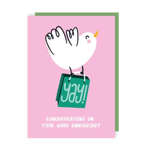 Carte d'anniversaire de travail heureux - oiseau - yay - mignon - félicitations - bureau - félicitations - collègue - félicitations
