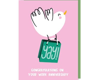 Carte d'anniversaire de travail heureux - oiseau - yay - mignon - félicitations - bureau - félicitations - collègue - félicitations