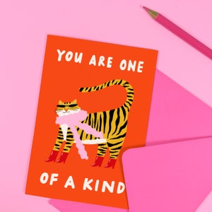 Carte unique en son genre - amour - humour - remerciement - chat - tigre - anniversaire - drôle - mignon - ami - saint valentin - mode