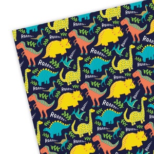 Dinosaurs Gift Wrap Wrapping Paper Present Birthday Cute Illustrated Child Kid Funny roar image 2