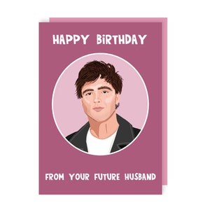 Carte d'anniversaire Jacob Elordi - futur mari - célébrité - acteur - illustration - jeu de mots - drôle - humour - film - Saltburn - Pricilla - Elvis