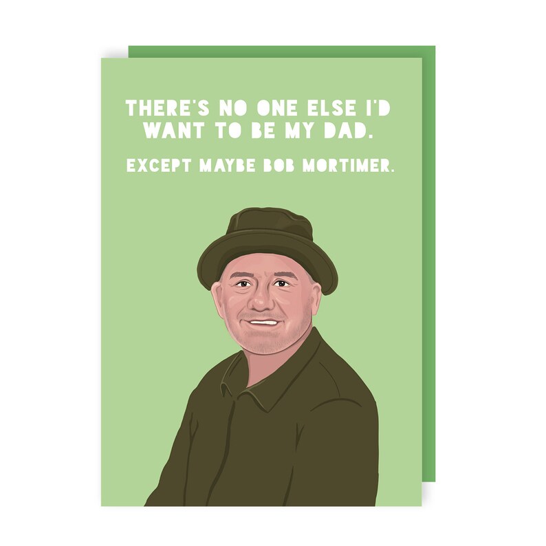 Carte de fête des pères Bob Mortimer - Papa - Humour - Drôle - Comédien - Célébrité - Télévision - Gone Fishing image 1