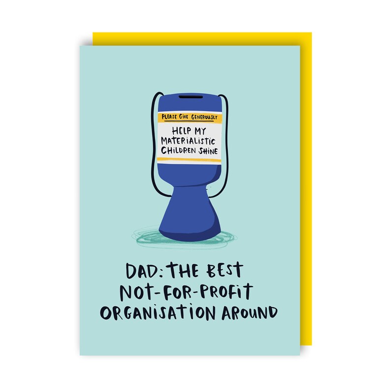 Carte de fête des pères à but non lucratif - papa - humour - drôle - rôle parental - banque de papa - carte de voeux - humour - drôle - papa - organisme de bienfaisance image 2