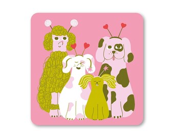 Deely Bopper Dogs Coaster - Drôle - Humour - Effronté - Cadeau - Mignon - Amour - Chiot - Animal de compagnie - Chien
