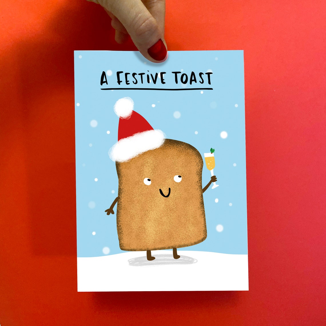 Festive Toast Christmas Card Funny Food Etsy