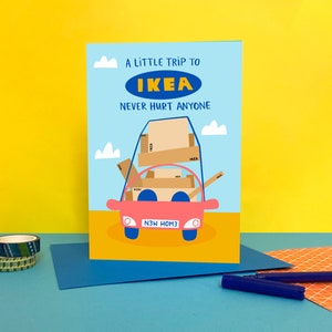 Carte Ikea - rigolote - mignonne - nouvelle maison - bricolage - pendaison de crémaillère - nouvelle maison - nouveau berceau - maison - animal - illustré