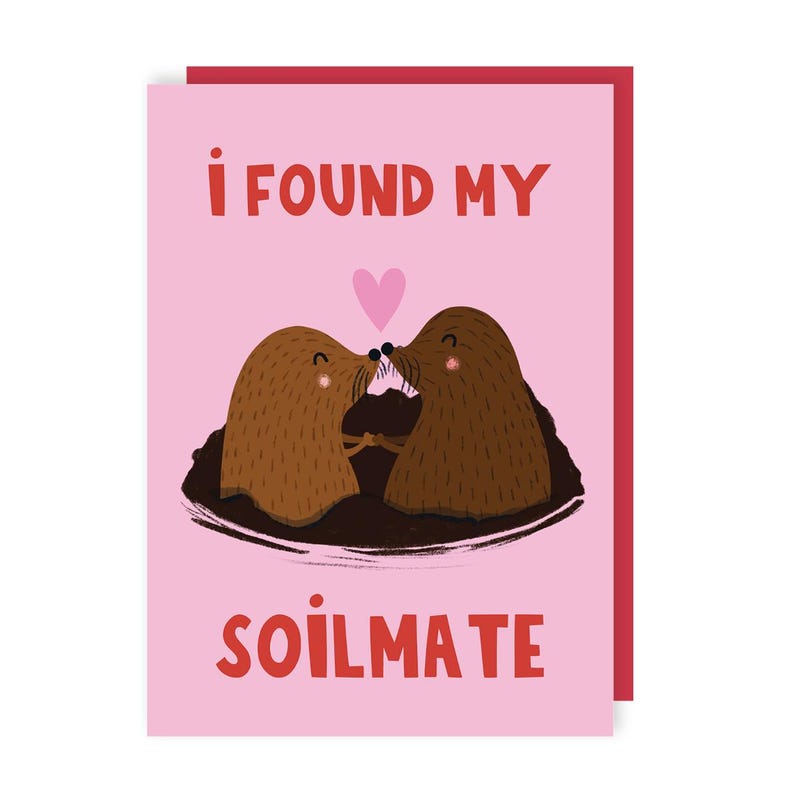 Carte Soilmate pour la Saint-Valentin - Taupe - Âme soeur - Amour - Valentin - Anniversaire - Mignon - Petit ami - Petite amie - Remerciement - Jeu de mots image 1