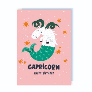 Carte d'anniversaire zodiaque Capricorne - astrologie - étoiles - mignon - drôle - signe astrologique