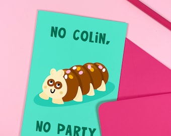 Colin Birthday Card - Caterpillar - Cake - Party Food - Funny - Cute - Happy - Nostalgia - Kids