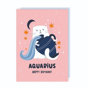 Carte d'anniversaire zodiaque Verseau - astrologie - étoiles - mignon - drôle - signe astrologique