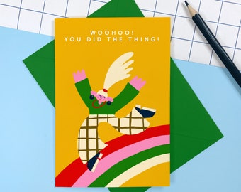 You Did the Thing Card - Funny - Humour - Graduation - Well Done - Celebration - Congrats - Congratulations - Exams - Rainbow - Woohoo - Yay