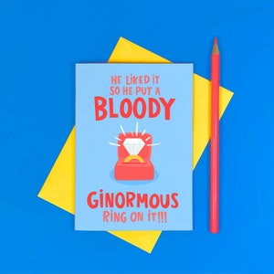 Ginormous Ring Engagement Card: Funny Illustrated Congratulations