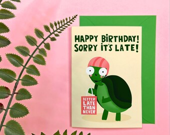 Turtle Belated Birthday Card Etsy France
