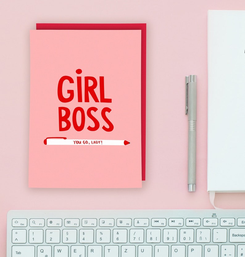 Carte Girl Boss - Cool - Woman Boss - Autonomisation - Bravo - Féminisme - Humour - Drôle - Nouveau travail - Félicitations image 1