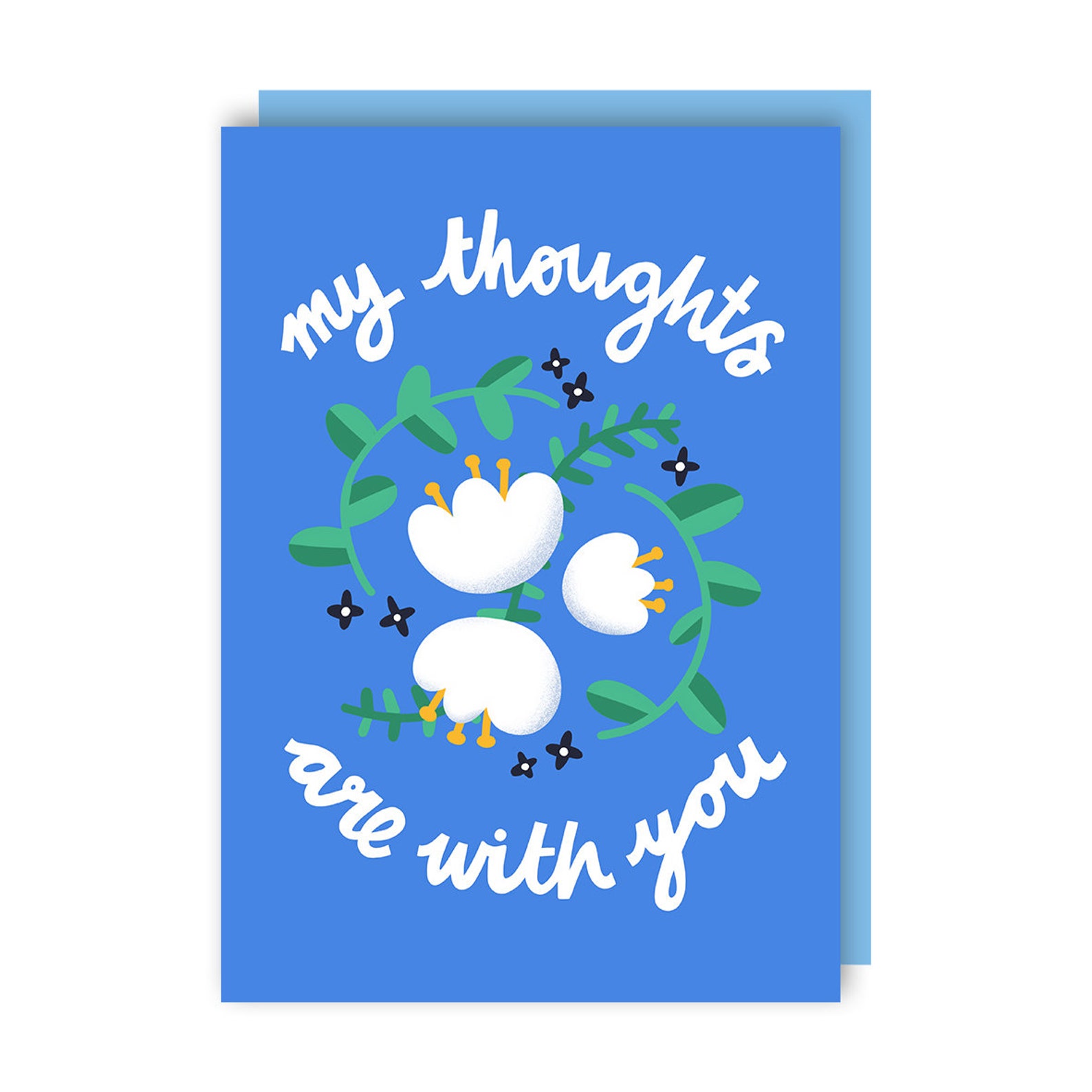 My Thoughts Are With You Greeting Card Cute Floral Etsy