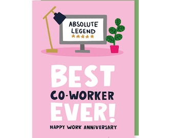 Carte Meilleur collègue de tous les temps - Travail - Anniversaire - Félicitations - Bureau - Légende - Félicitations - Collègue