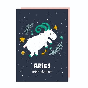 Carte d'anniversaire zodiaque Bélier - astrologie - étoiles - mignon - drôle - signe astrologique