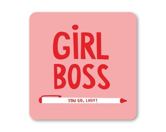 Girl Boss Coaster - Funny - Humour - Cheeky - Gift - Cute - Love - Work - Appreciation - CEO