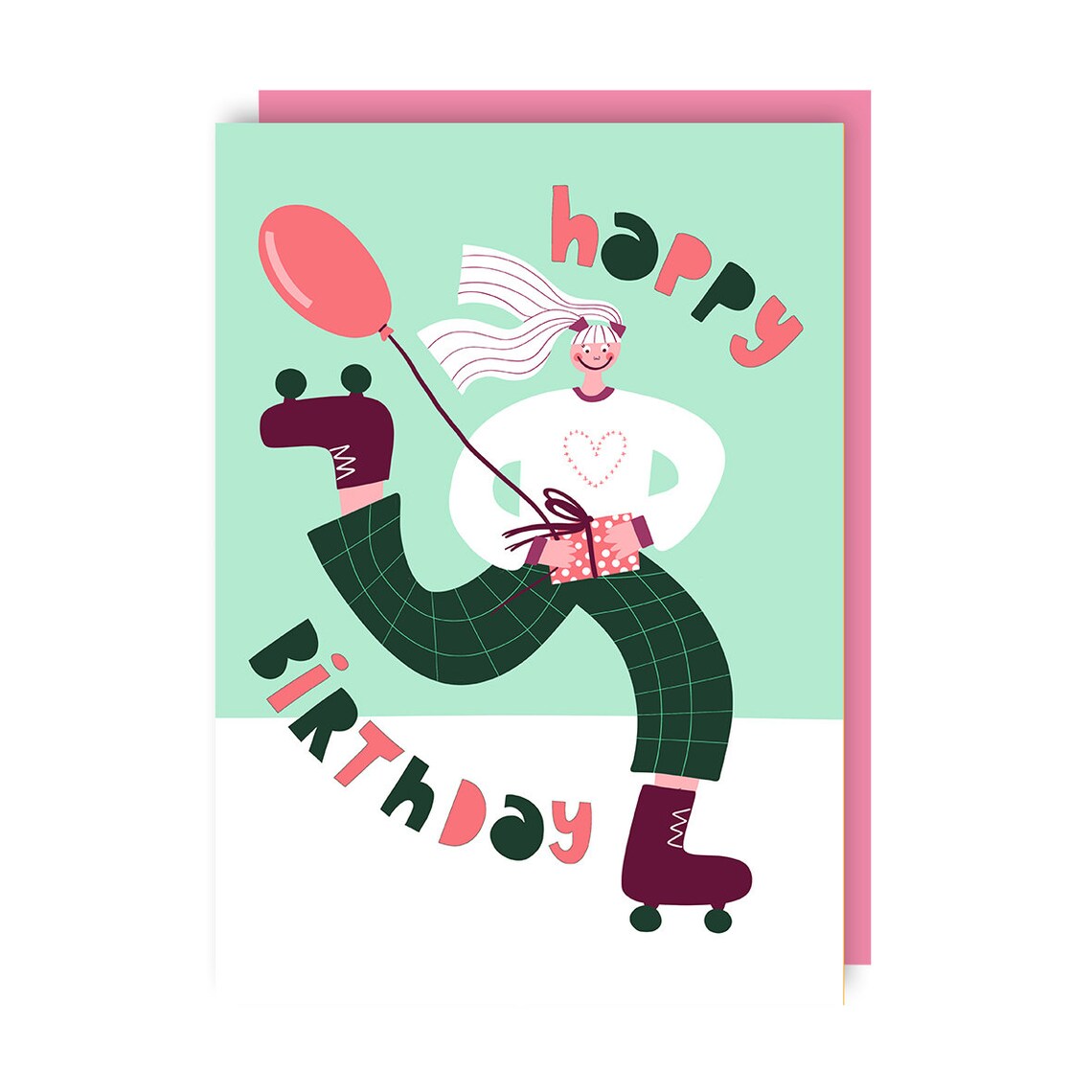 Rollerblading Birthday Card Cute Girl Roller Skates Etsy