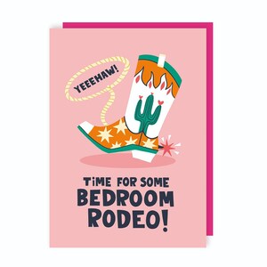 Carte de rodéo de chambre à coucher cowboy cowgirl - botte - Texas - coquine - drôle - saint valentin - anniversaire - amour - petit ami - petite amie - illustré image 3